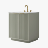 Contemporary Fluted Bathroom Vanity with Double Soft-Close Doors & Adjustable Storage Shelf