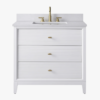 4 Large Storage Fluted White Bathroom Vanity with Full Soft-Close Solid Wood Drawers