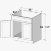 4 Freestanding Deep Blue Recessed Panel Vanity Cabinet Base for Custom Countertop