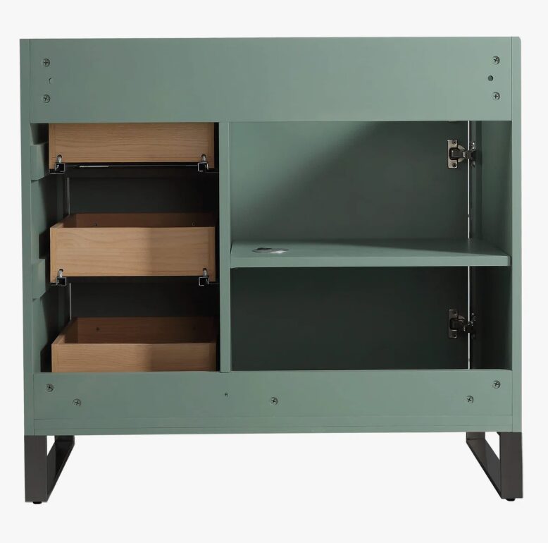 Contemporary Green Bathroom Vanity with Full Soft-Close Hardware & Adjustable Interior Shelf