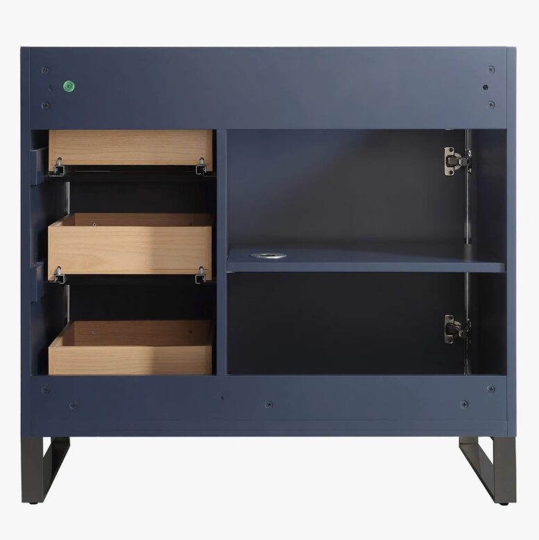 4 Minimalist Navy Bathroom Vanity with Full Soft-Close Hardware & Adjustable Interior Shelf