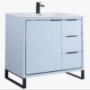 4 Minimalist Light Blue Bathroom Vanity with Full Soft-Close Hardware & Adjustable Interior Shelf