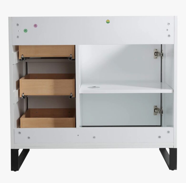 4 Minimalist White Bathroom Vanity with Full Soft-Close Hardware & Adjustable Interior Shelf