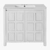 4 36" Rustic White Shaker Bathroom Vanity Cabinet with Vintage Distressed Wood Finish