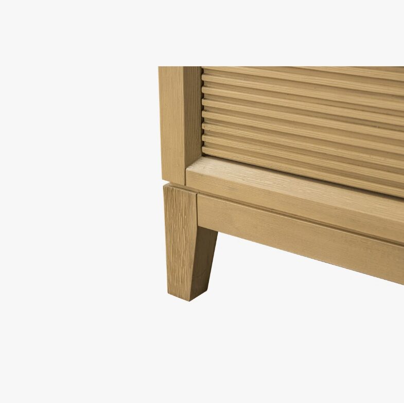 Contemporary Ribbed Wood Bathroom Vanity with Split Storage Layout & Full Soft-Close Hardware