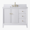 Contemporary Reeded Wood Bathroom Vanity with Split Storage Layout & Full Anti-Slam Soft-Close Hardware