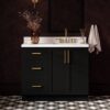 4 Contemporary Matte Black Bathroom Vanity with Full Soft-Close Slides & Spacious Wooden Drawers