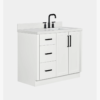Minimalist White Wood Bathroom Vanity with Full Soft-Close Hardware & Solid Pine Drawer Boxes