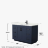 48" Modern Navy Shaker Vanity Cabinet with Matte Black Bar Pulls & Symmetric Multi-Drawer Storage