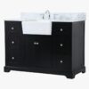 4 Transitional Matte Black Farm Vanity with Soft-Close Hardware & Natural Marble Countertop