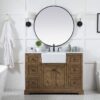 4 Transitional Rustic Oak Freestanding Bathroom Vanity with Soft-Close Hardware & Natural Marble Countertop