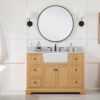4 48" Unfinished Light Pine Farm Vanity Cabinet with Matte Black Knobs & Symmetric Multi-Drawer Storage