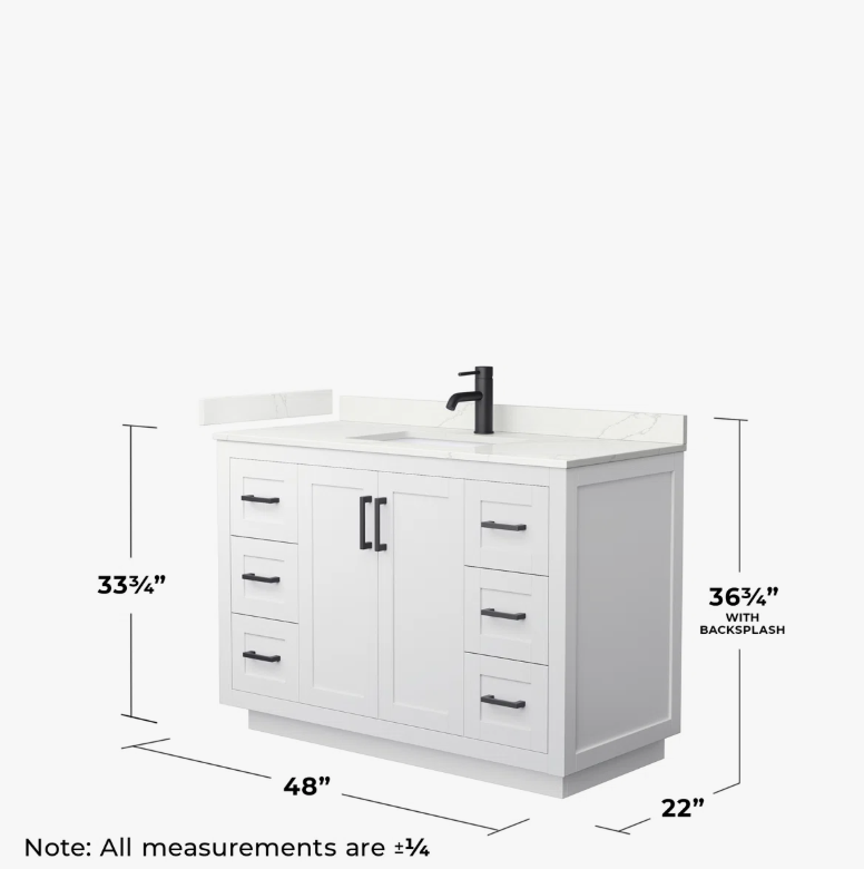 4 Transitional White Single Sink Bathroom Vanity with Full Soft-Close Hardware & Solid Pine Drawer Boxes