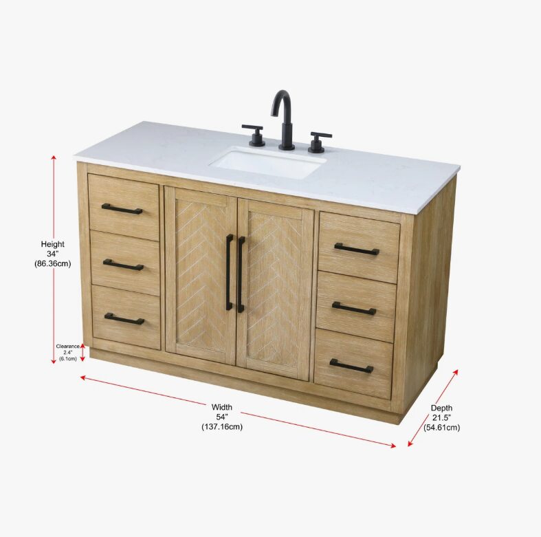 4 Transitional Light Oak Single Sink Vanity with Full Soft-Close Hardware & Solid Wood Drawer Boxes