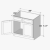Freestanding Matte Navy Recessed Panel Vanity Cabinet Base for Custom Sink Top