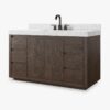 Contemporary Dark Oak Single Sink Vanity with Full Soft-Close Hardware & Large Internal Shelving