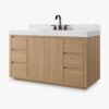 4 Contemporary Oak Single Sink Vanity with Full Soft-Close Hardware & Spacious Interior Storage