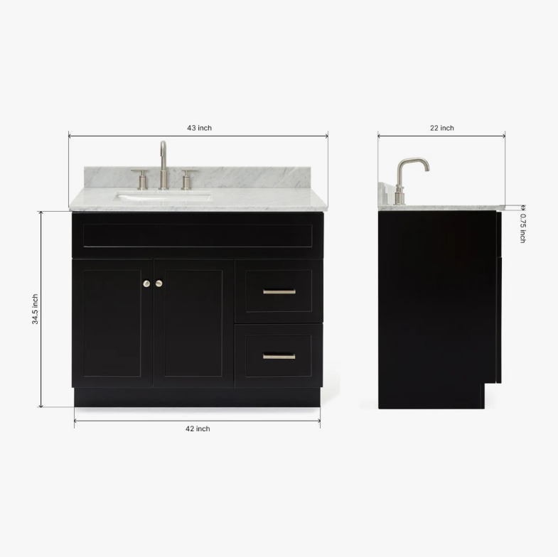 Contemporary Freestanding Single Vanity Cabinet Soft Close Drawers & Storage Cabinet