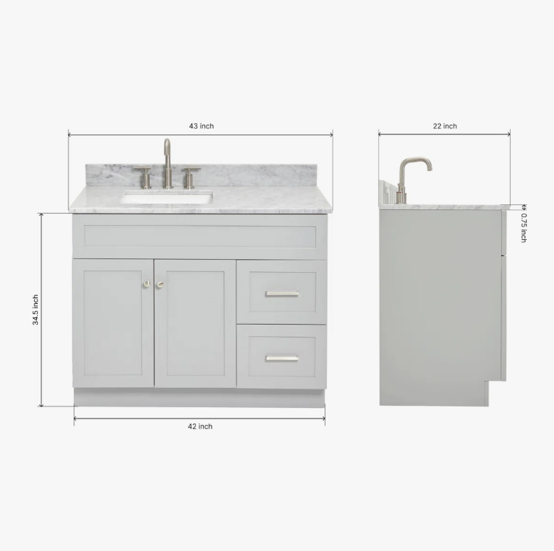 Transitional Shaker Bathroom Vanity with Soft Close Drawers & Spacious Cabinet Storage