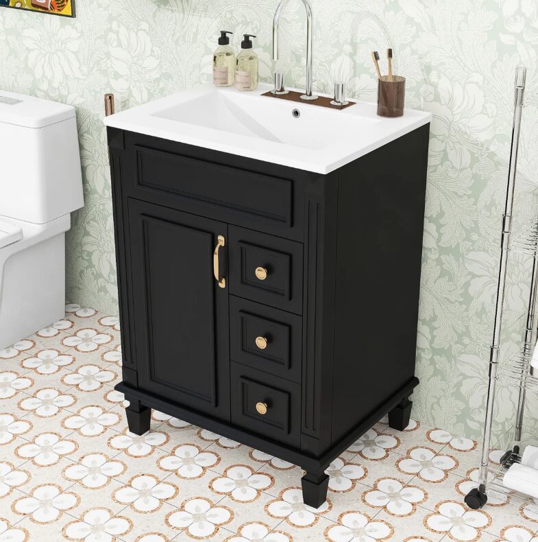 4 Classic Dark Green Bathroom Vanity Soft Close Drawers Multi Compartment Storage Cabinet