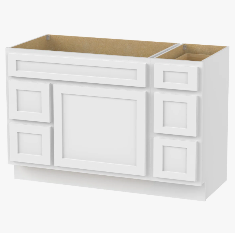 Freestanding Recessed Panel Vanity Cabinet Base with Multi-Drawer Storage for Custom Countertop