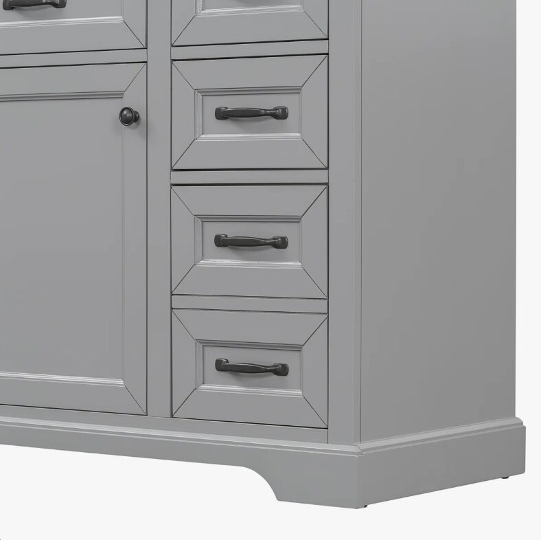 4 Classic Shaker Grey Bathroom Vanity Soft Close Drawers Multi-Zone Organized Storage