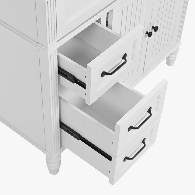 4 36" Freestanding White Farmhouse Bathroom Vanity with Multi-Drawer & Double Cabinet Doors