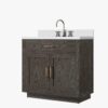 Contemporary Dark Oak Bathroom Vanity Soft Close Cabinet Doors Spacious Internal Storage