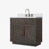 4 Contemporary Dark Wood Grain Bathroom Vanity Soft Close Doors Spacious Organized Storage