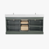 4 Traditional Sage Green Double Sink Vanity Soft Close Drawers & Spacious Side Cabinet Storage