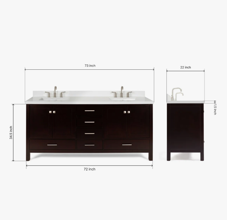4 Modern Espresso Double Sink Vanity Soft Close Drawers Multi-Zone Classified Storage Layout