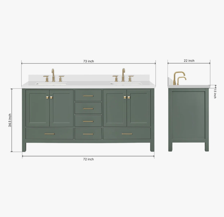 Modern Sage Green Double Vanity Soft Close Drawers Multi-Zone Classified Storage Layout