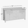 4 72" Freestanding Navy Double Farm Sink Vanity Cabinet with Symmetrical Storage