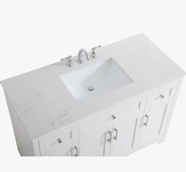Transitional Farmhouse White Bathroom Vanity with Large Storage for Master Bath Remodel