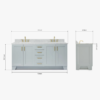 Modern Shaker Light Gray Double Sink Vanity Soft Close Drawers & Spacious Side Cabinet Storage