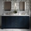 72" Freestanding Navy Double Bathroom Vanity with Symmetrical Storage System