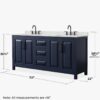 Classic Navy Shaker Double Vanity with Soft Close Drawers & Large Side Storage Cabinets