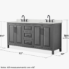 Contemporary Gray Shaker Double Vanity with Soft Close Drawers & Spacious Side Storage Cabinets