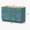 5 Vibrant Teal Shaker Vanity Base Cabinet with Multi-Zone Storage for Bathroom Remodel