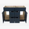 Spacious Navy Shaker Double Vanity Base with Multi-Drawer Storage for Master Bath Renovation