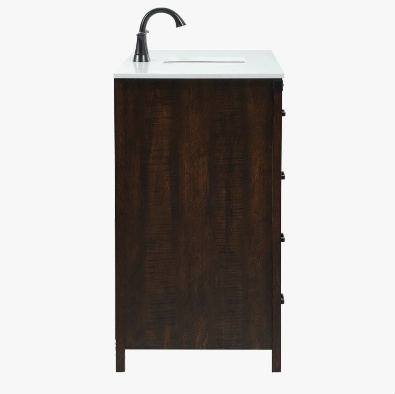 Industrial Rustic Dark Oak Bathroom Vanity with Abundant Drawer Storage for Modern Farmhouse Bath