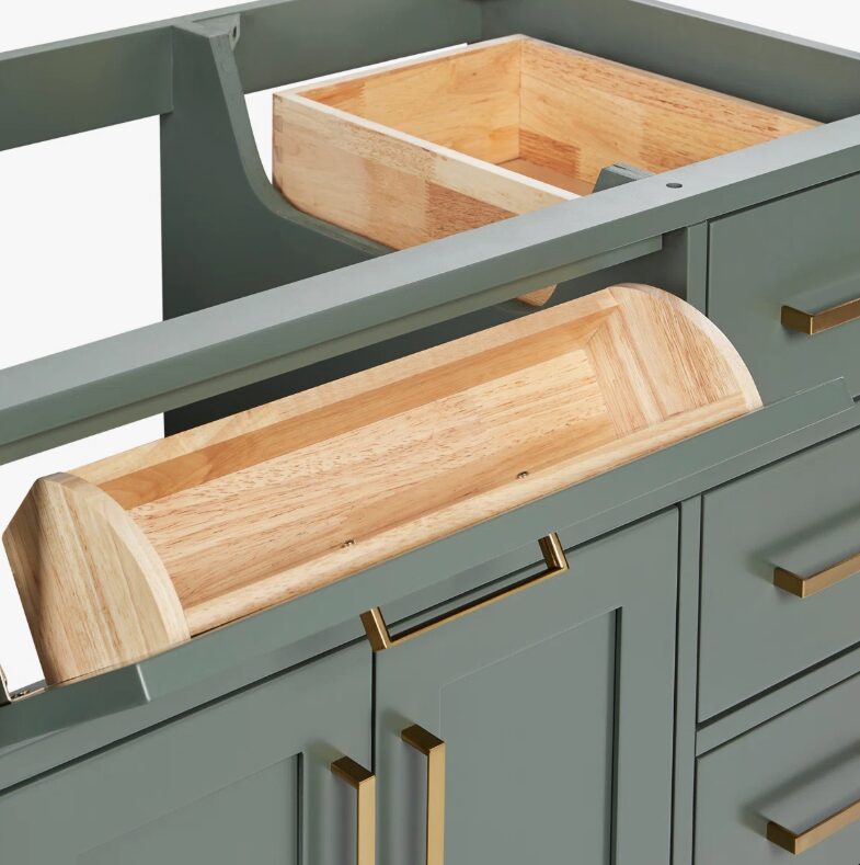 5 Modern Sage Green Vanity Base with Dovetail Drawers for Farmhouse & Coastal Bath Renovation