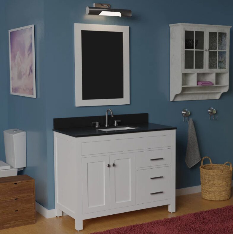 5 Neutral Grey Shaker Vanity Base with Dovetail Drawers for Modern & Transitional Bathroom Remodel