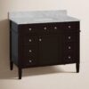 Classic Espresso Wooden Vanity Cabinet with Carrara Marble Top for Farmhouse & Transitional Bath Renovation