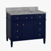 5 Modern Navy Wooden Vanity Cabinet with Carrara Marble Top for Transitional & Farmhouse Bath Remodel