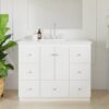 5 Clean White Shaker Vanity Base Cabinet with Full Soft-Close Storage for Coastal & Farmhouse Bath Renovation