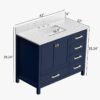 5 Upscale Navy Bathroom Vanity Cabinet with Gold Hardware & Ample Soft-Close Storage for Contemporary Bath Remodel