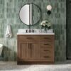 Rustic Walnut Vanity Base with Dovetail Drawers for Farmhouse & Industrial Bathroom Remodel