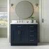 Modern Navy Solid Wood Vanity Base with Dovetail Drawers for Bathroom Remodel