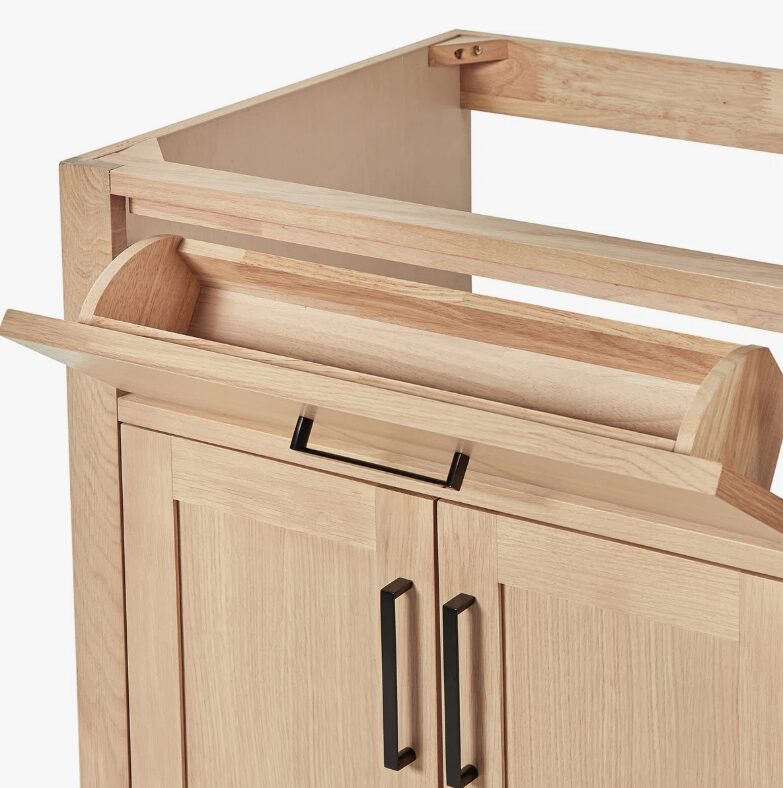 Modern Light Oak Vanity Base with Dovetail Drawers for Coastal & Minimalist Bath Remodel